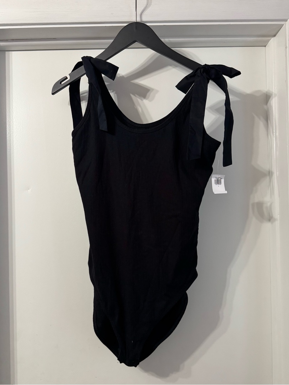 Old Navy Black Tie-Shoulder Ribbed Bodysuit